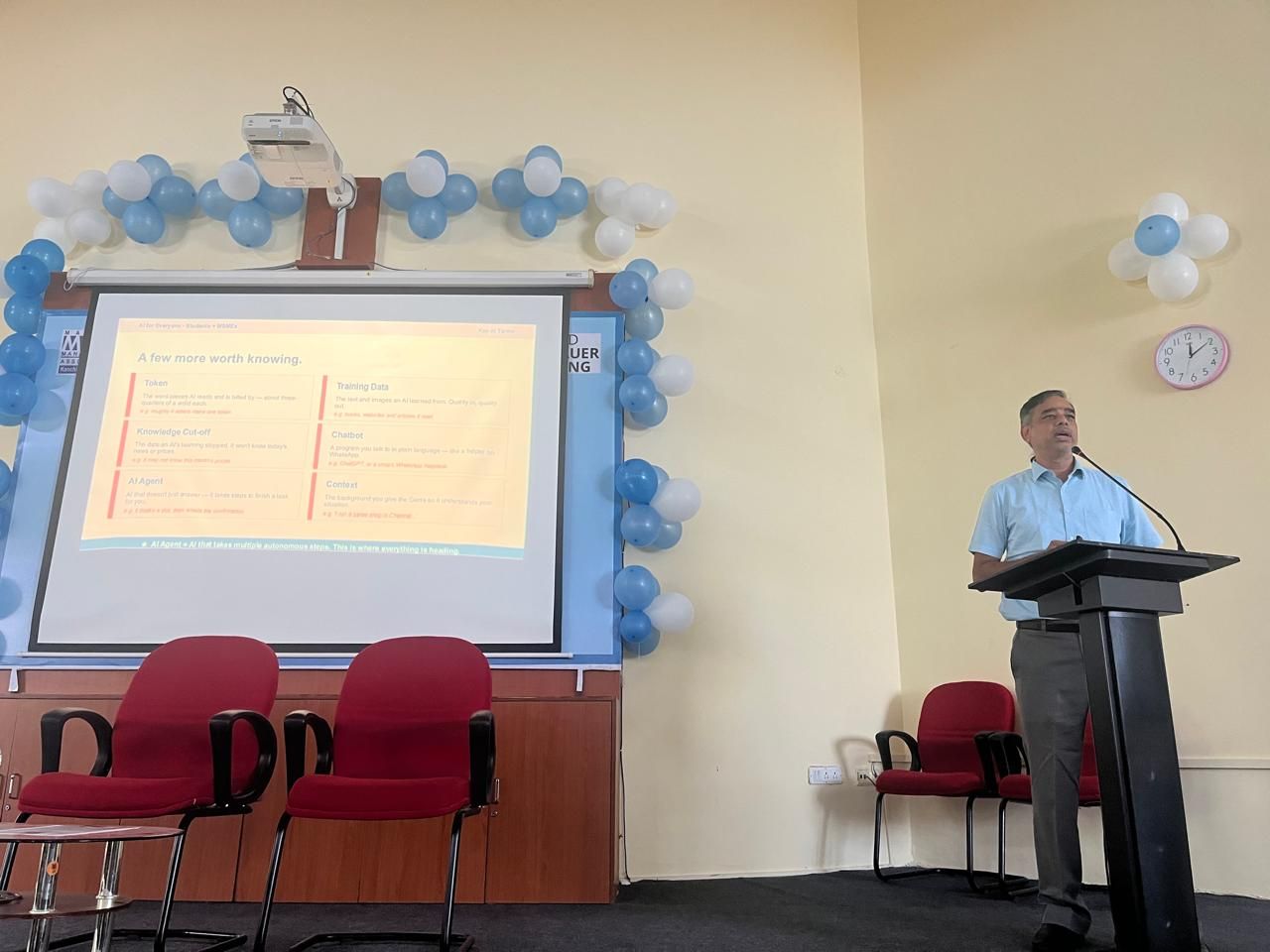 Rajesh Srinivasan at the AI for Everyone workshop, MMA Kancheepuram chapter